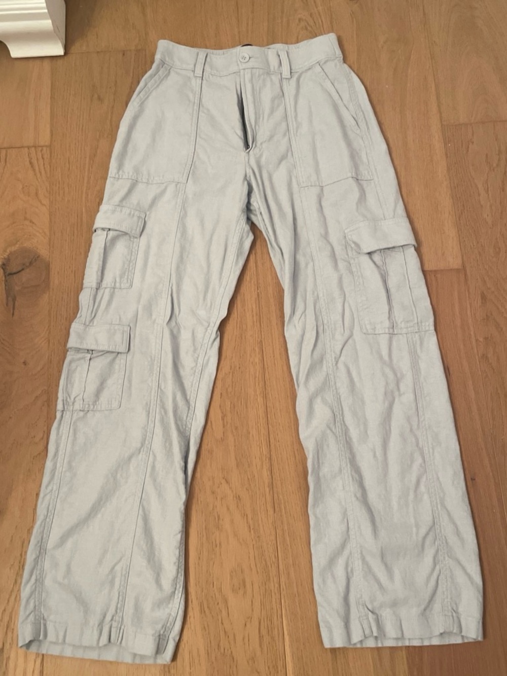 Light blue linen Cargo Pants - Classic Utility Style